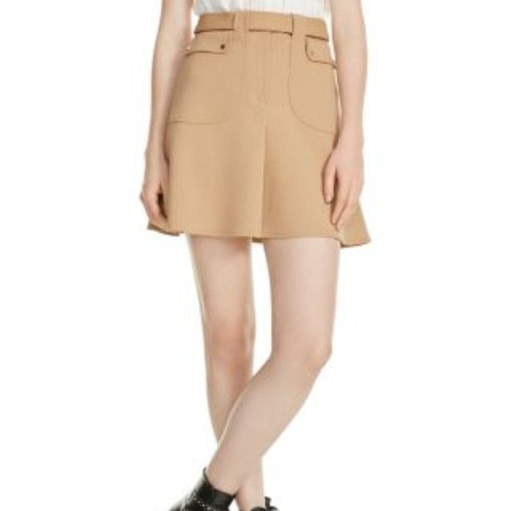 Maje Tan Belted Mini Skirt